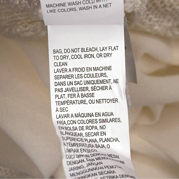 Medium Lucky Brand Ivory Cream Knit Chiffon Top Embroidered Lace  Pullover - Picture 13 of 13